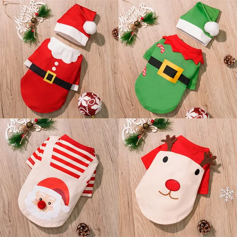 Christmas Pet Costume Christmas Elf Dog Costume Clothes Funny Cosplay Puppy Cat Xmas Costume Outfit Winter Hoodie Coat for Dogs