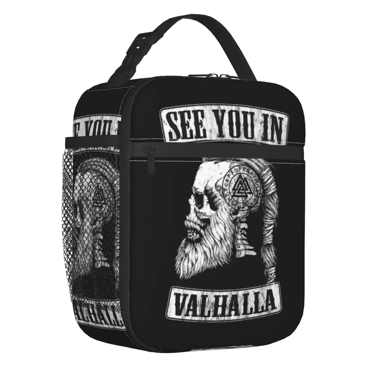 See You In Valhalla Skull  Lunch Boxes Leakproof Norse  Ragnar  Cooler Thermal Food Insulated Lunch Bag