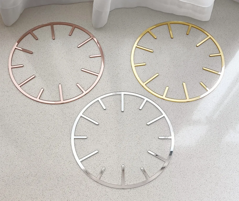 set of 2 Modern Mirror clock face decor,Number Clock Face Gold Silver Rose Gold for clock making, resin art