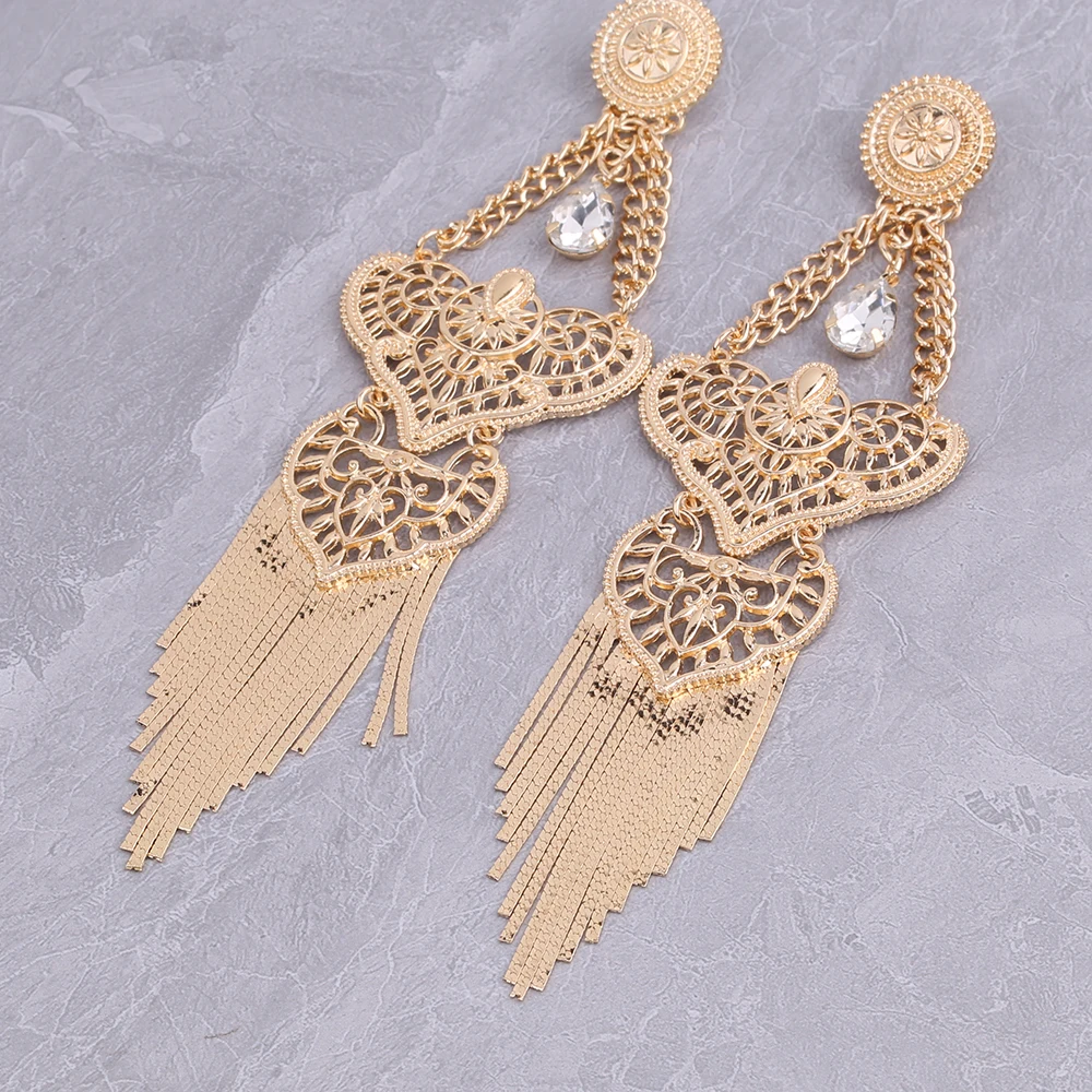 New Geogous Earrings Long Chian Alloy Gems Dangle Earrings For Women Fashion Jewelry Party Show Statement Earrings Accessories