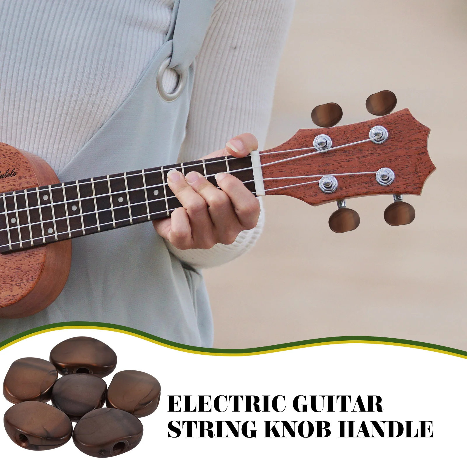 

6 Pcs Knob Head Cap Handles Guitar Tuning Tuner Knobs Peg Replacement Amber Plastic Acoustic Machines Electric Bass
