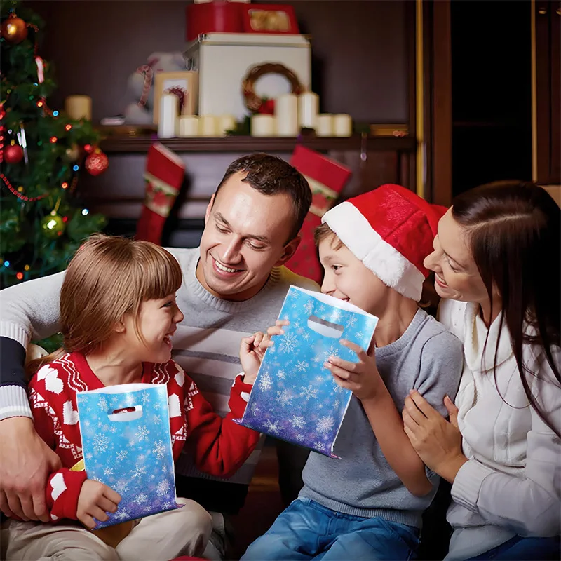 20/50 stücke Schneeflocke Party Süßigkeiten Geschenk Taschen Weihnachten Cookie Snack Verpackung Tasche Kinder Geburtstag Partei Liefert Neue Jahr Dekoration – Detail 2