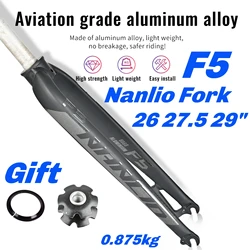 NanLio MTB Hard Fork Bicycle Suspension Aluminum alloy 26/27.5/29inch Universal Mountain Bike Fork Straight Cone 28.6mm A-pillar