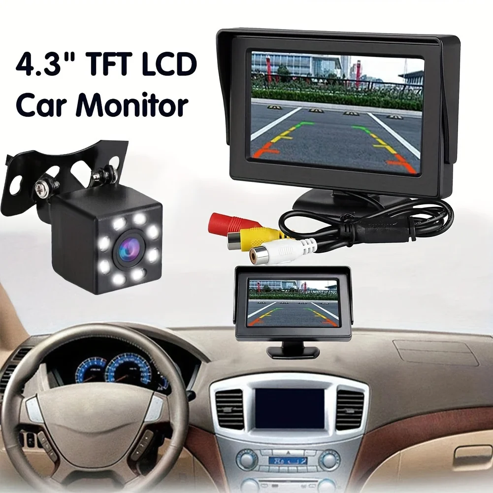 Car Camera Rear View Kit 4.3 Inch Backup Monitor Display Reverse Parking Assistant System For Car Pickups SUV Vehicles