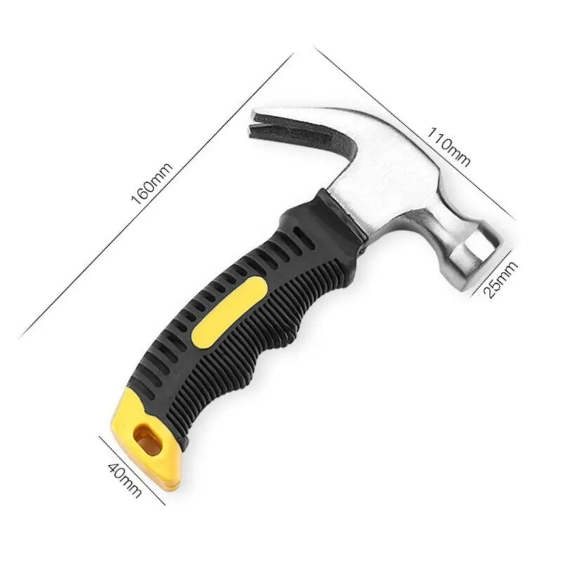 Multifunctional Mini Ramshorn Hammer 160 mm Engineering Handle Lightweight Portable Carpentry Window Breaking Hand Tools Home