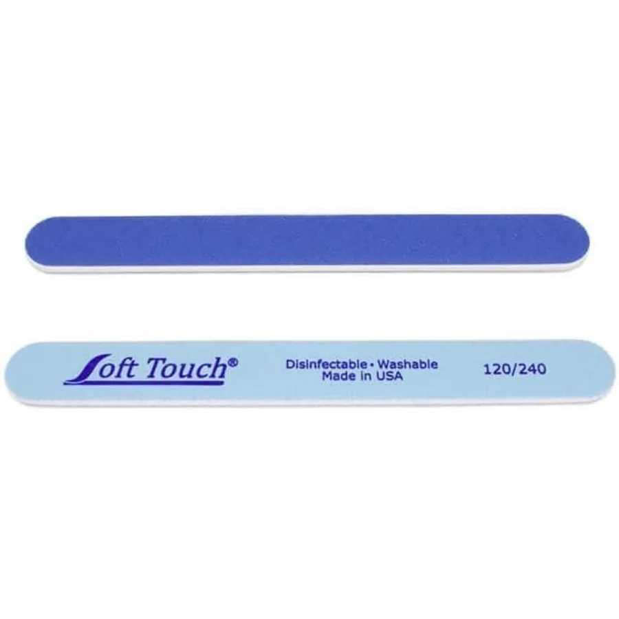 

Soft Touch Nail File, Double Sided - 120/240 Grit, Light/Dark Blue, for Natural or Acrylic Nails, 7 Inch - One Pcs
