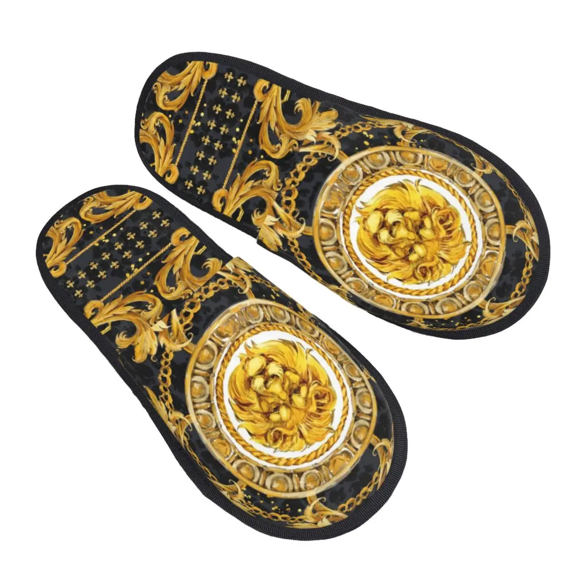 Custom Luxe Europese Barok Kunst Zacht Traagschuim Huis Slippers Vrouwen Gezellige Warme Anti-Slip Zool Slipper