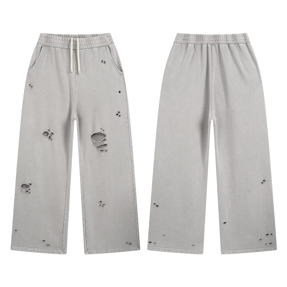 2025 new Streetwear Clothing Oversized Baggy Pants Hip-hop Men's Cotton Pant Casual Daily High Street Style Vintage Ripped Pants