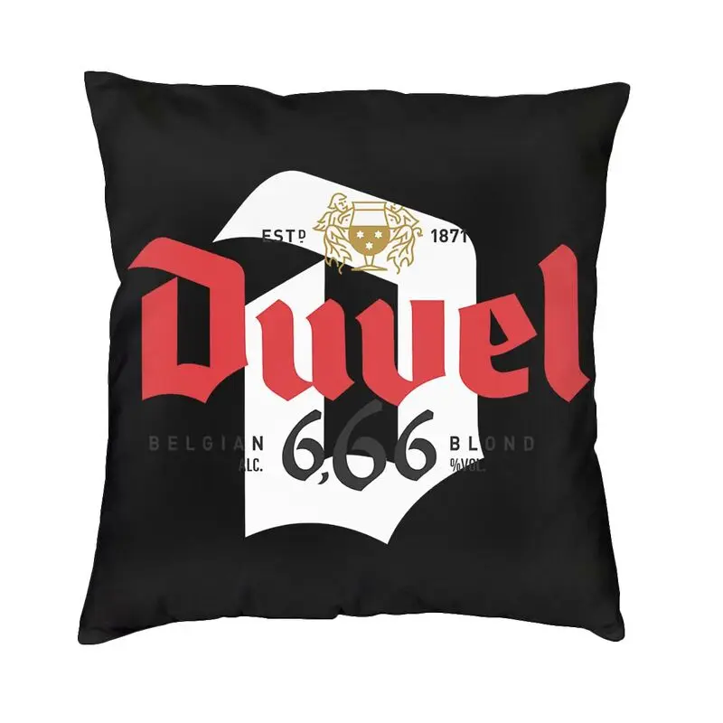 Custom Vibrant Duvels Logo Square Throw Pillow Case Decoration 3D Double-sided Printing Cushion Cover for Sofa