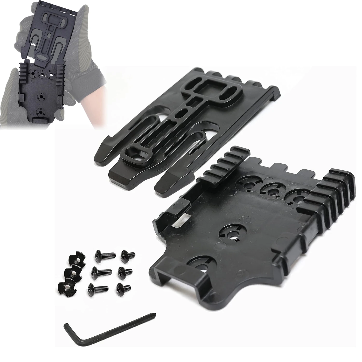 QLS Platform Attachment with Locking Including Fork and Duty Receiver Plate for Duty Holsters and Accessories