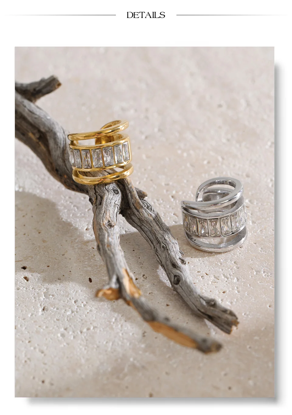 Yhpup 1 Stück Edelstahl Cubic Zirconia Mehrschichtige Ohrklemmen Ohrringe Hohe Qualität Neuheiten Ohne Ohrloch-Lochung Mode-Schmuck – Detail 7