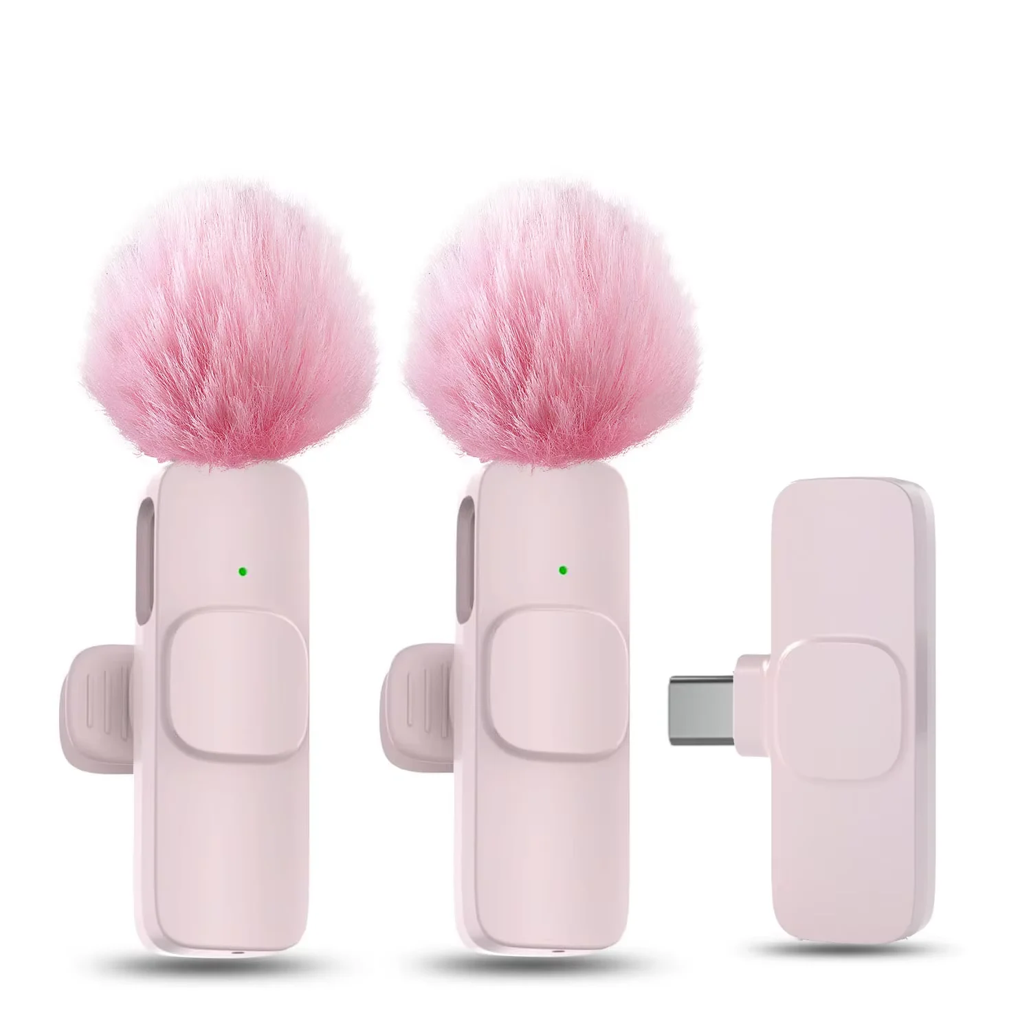 ميكروفون Lavalier اللاسلكي K60 باللون الوردي والأبيض للهواتف الذكية، ميكروفون مشبك على طية صدر السترة لتسجيل الفيديو/الصوت