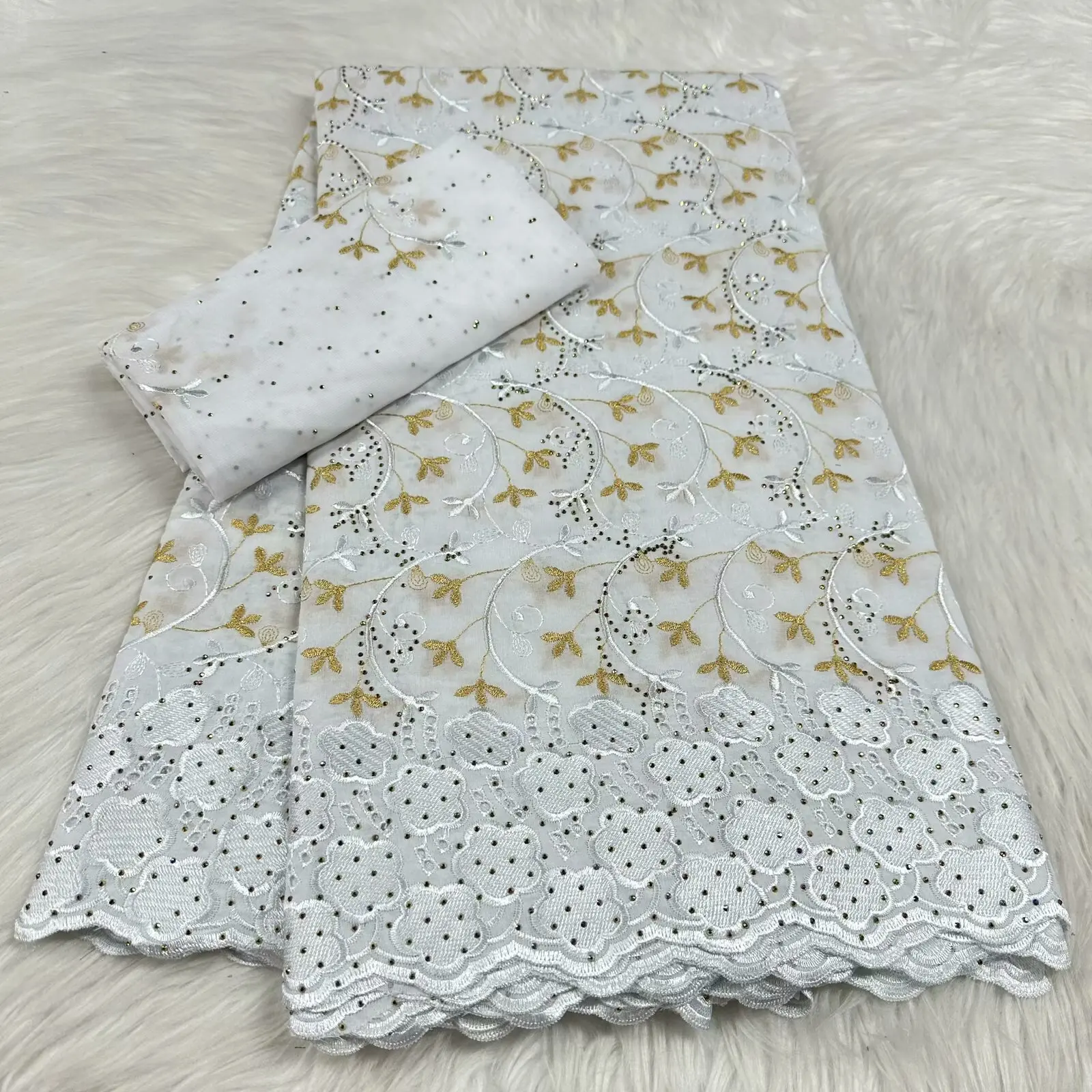 

Новейшая швейцарская кружевная вуаль 7 ярдов в Швейцарии с камнем, высокое качество, 5 ярдов, хлопковая ткань с африканской вышивкой для праздничного платья