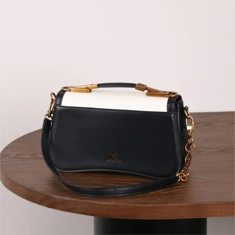 Premium Vintage Leather Handbag, Designer Crossbody Bag For Women, Retro Style Shoulder Bag With Lock