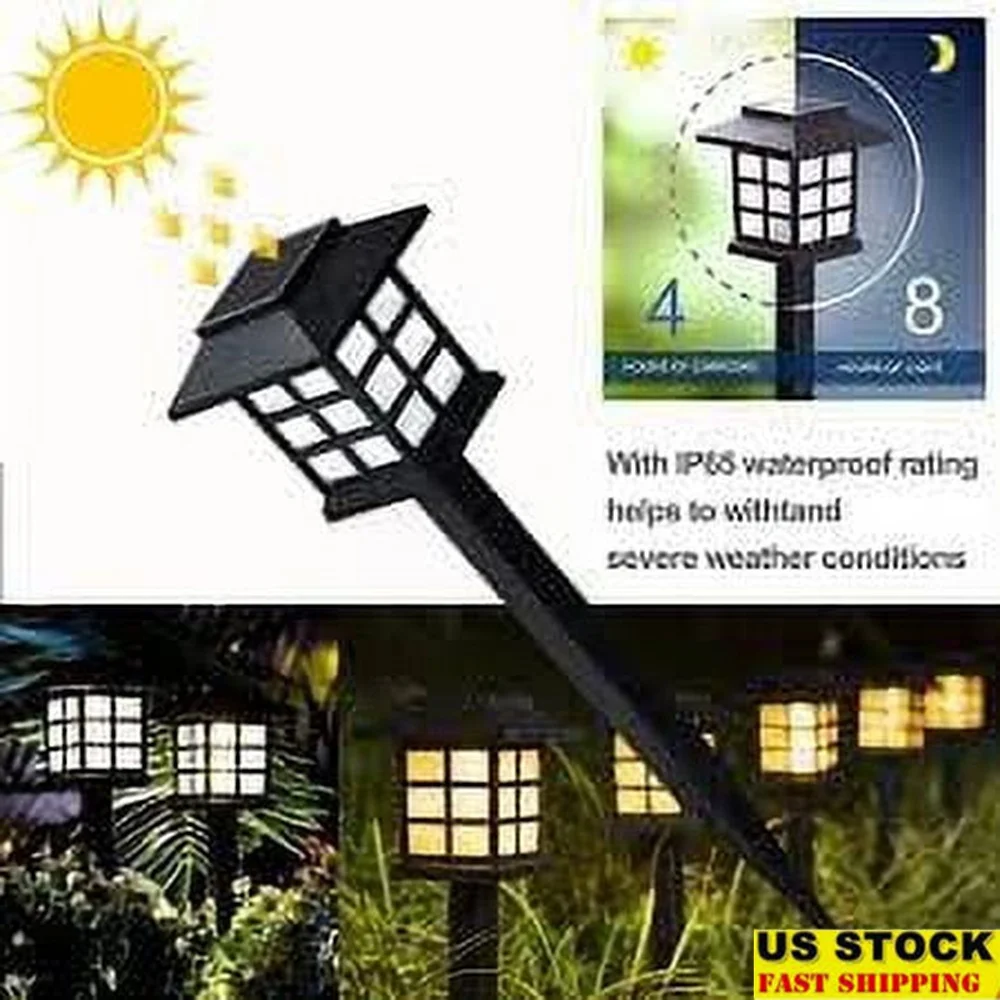 

4PC Solar Powered House Shape Outdoor Garden Lights Energy Efficient Weather Resistant Patio Pathway Illumination Easy Install