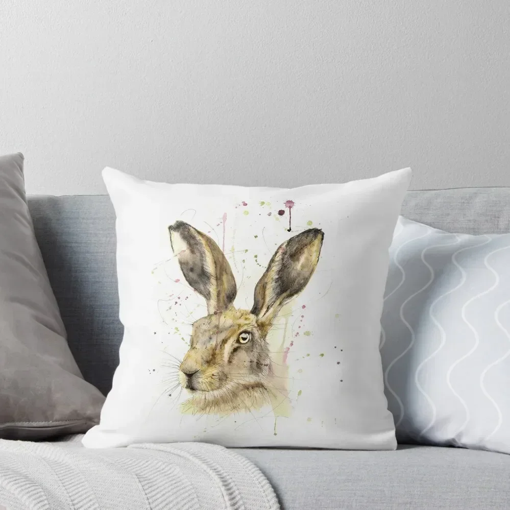 

On The Look Out - Watercolour Hare Throw Pillow Christmas Pillowcase Decorative Sofa Cushion pillow