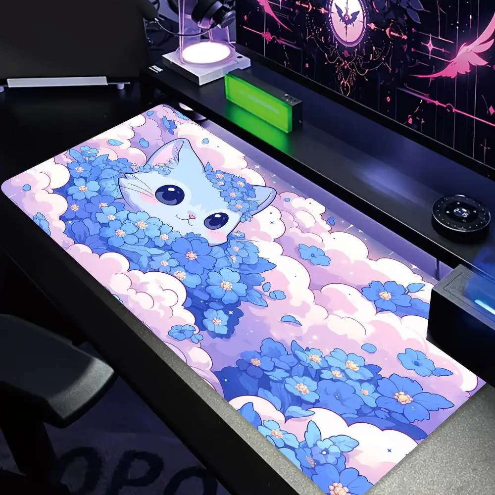Kawaii Cat Design أنيمي ماوس الوسادة حصيرة مكتبية لوحة الألعاب ملحقات الكمبيوتر لوحة المفاتيح منصات الماوس مكتب السجاد XXL منصات الماوس