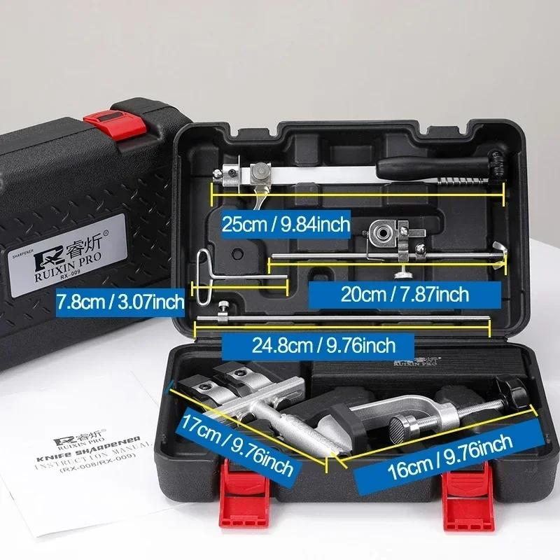 Ruixin Multifunctional Household Fixed Angle Sharpener Kitchen Knife Sharpening System Sharpen Tool 360ยฐ Rotary Knife Whetstone