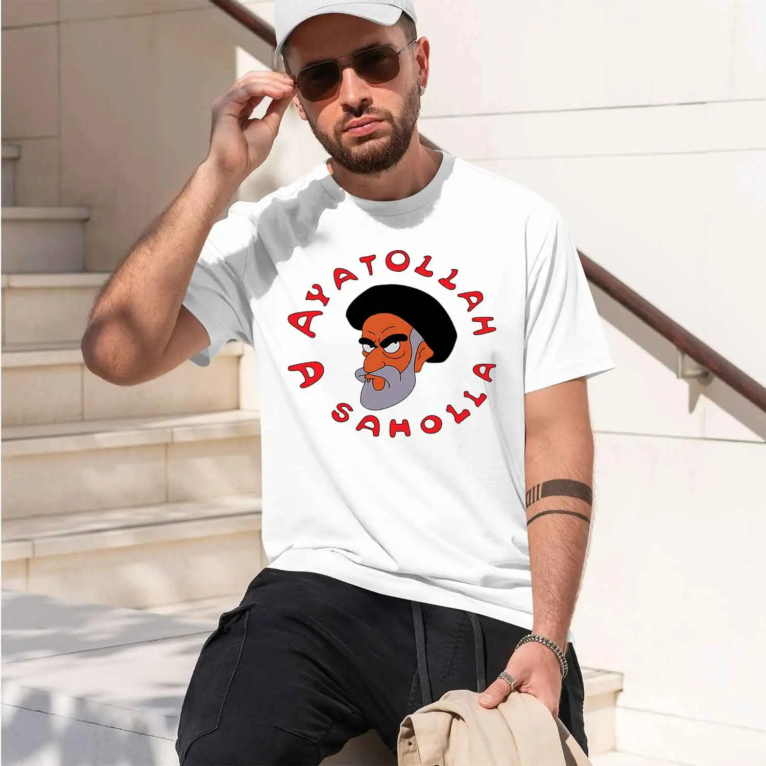 Fashionable and Innovative Ayatollah Asaholla anime stuff plus s plain s 2026 New Model Men’s Short-sleeve crewneck T-Shirt Clas