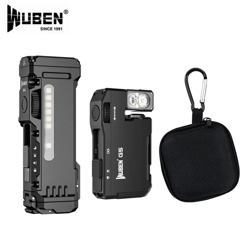 WUBEN G5 & X4 EDC Taschenlampe Wiederaufladbare Tragbare Wasserdichte Fackel Mit RGB-Lichtern und Magnetischem Ende Gratis Geschenk G5 Aufbewahrungsbox