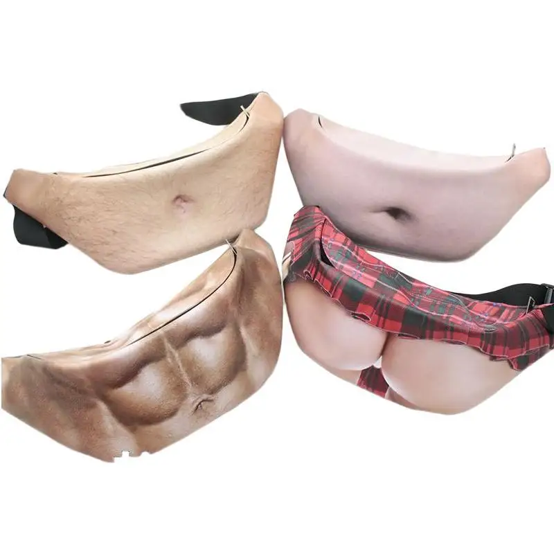 Neuartige Realistische Fake-Bauchtasche Lustige Halloween-Scherzartikel Hüfttasche Große Kapazität Umhängetasche Unisex Papa-Tasche Party-Geschenk – Detail 5