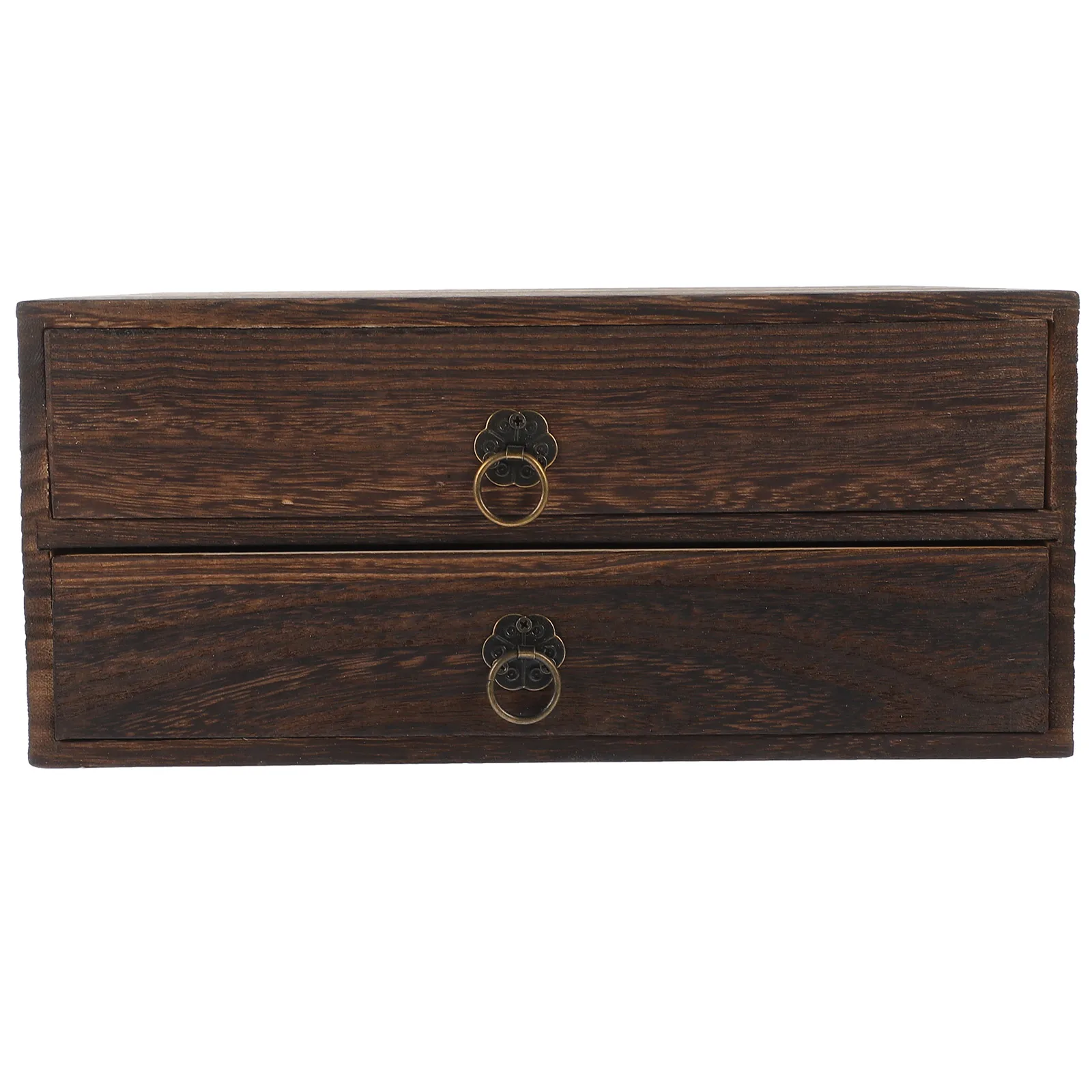 

1pc Multi-layer Storage Box Rustic Wooden Drawer Type Compact Size Strong Load-bearing Sundries Box Wooden Storage 2-layer Small
