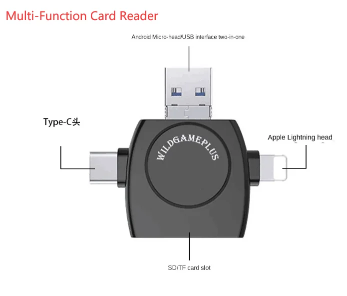 

All-in-One Card Reader for Android Iphone Type-c Computer Tf/Sd Multi-Function Card Reader Smart USB Flash Drive 8GB-256GB