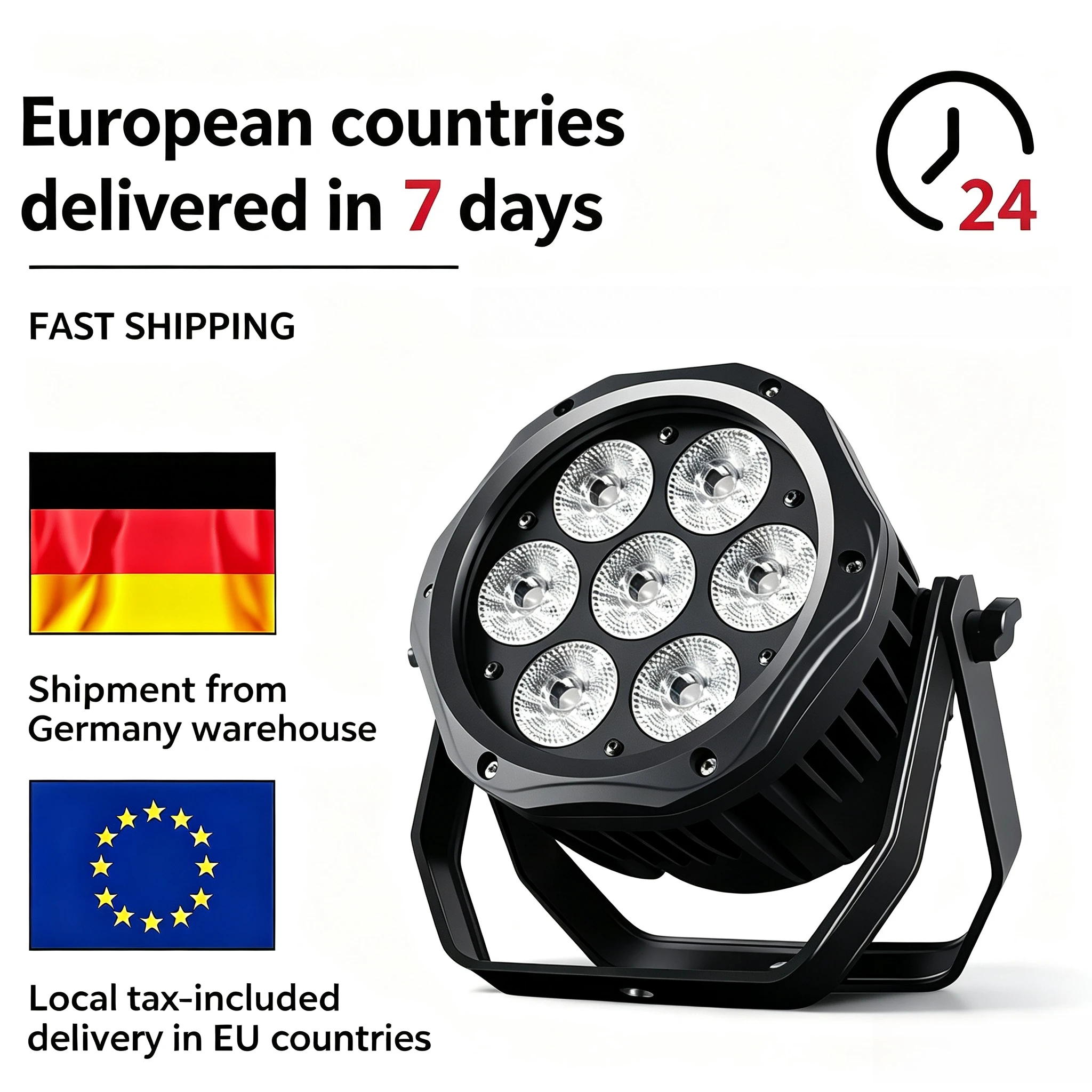 IP65 Wasserdichtes Mini-LED-Par-Licht mit Powercon 7x18W RGBWA-UV 6-IN-1, optionaler Linsenwinkel, professionelles Outdoor-Bühnenlicht für DJ, Hochzeit, Weihnachtsveranstaltungen und Shows.