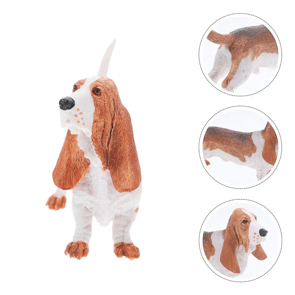 

2Pcs Basset Statue Realistic Detailed Plastic Decor for Home Desktop Bookcase Office Room Animal Sculpture