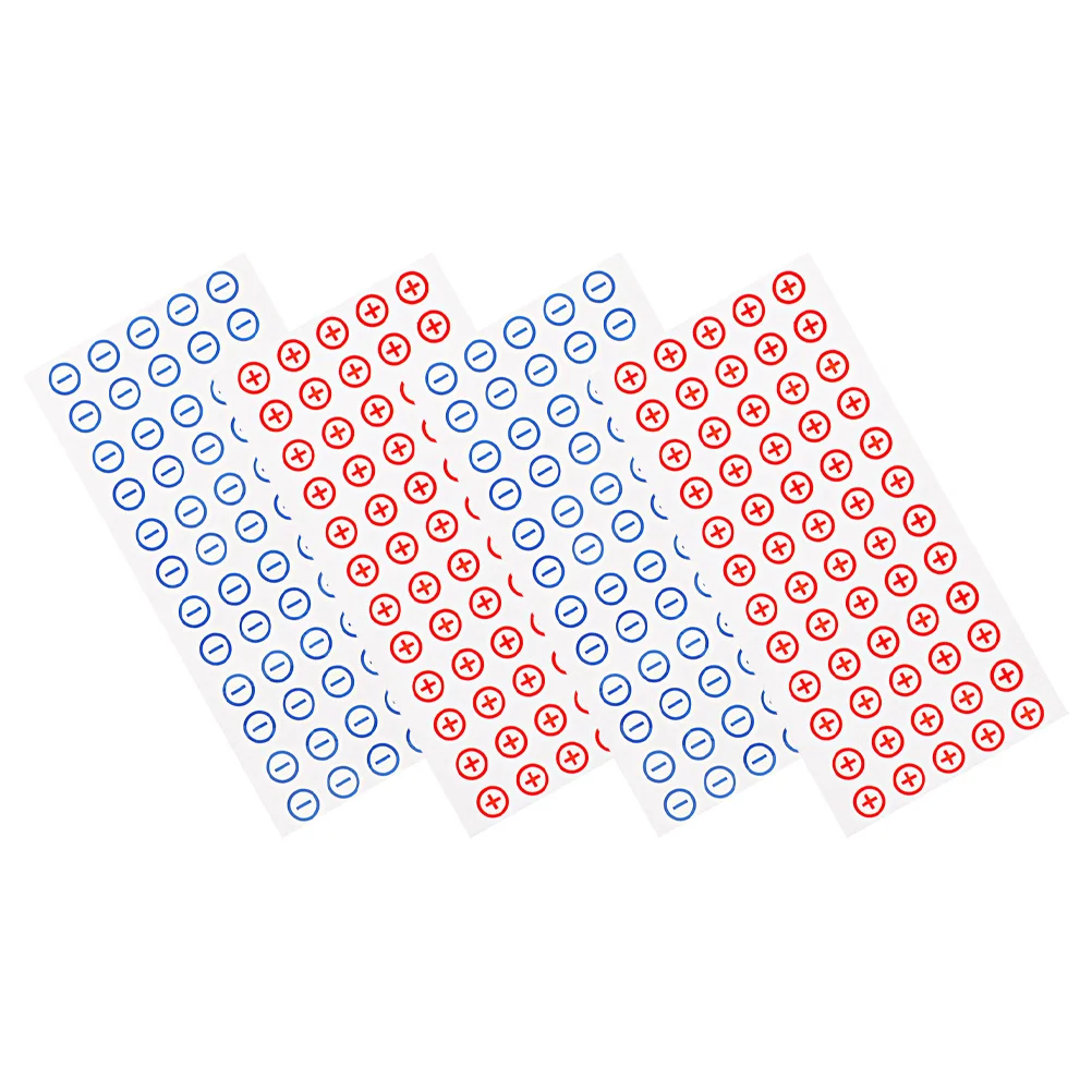 4 Sheets Self Adhesive Polarity Stickers Red Blue Color Coding for Electrical Devices and Posts