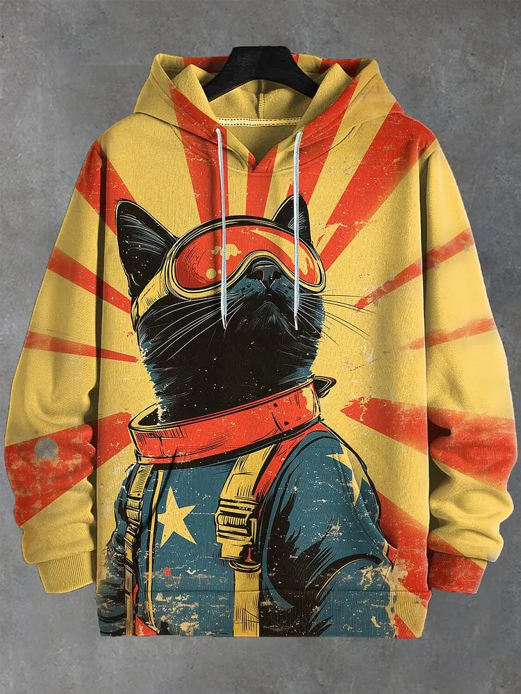

Astronaut Cat Pattern Men's Women's Hoodies 3D Print Cartoon Graffiti Cats Pattern Long Sleeve Top Autumn Winter Hooded Pullover