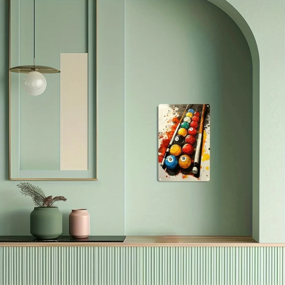 Vintage Billiard Table Metal Sign |   12x8inch Iron Art Wall Art Piece with Billiards Theme, Suitable for Game Room and Classroom Decoration.