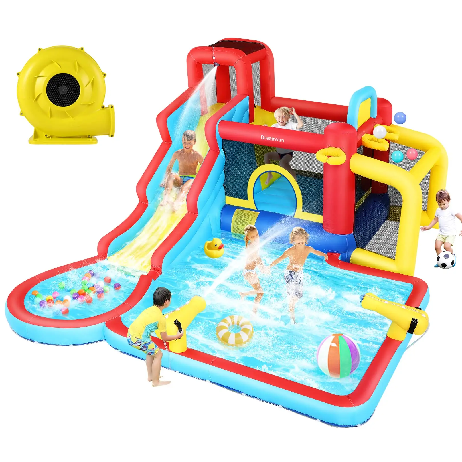 바운스 하우스 워터 슬라이드 어린이 팽창식 워터 파크, 실내, 야외 습식, 건식 콤보 바운시 하우스 캐논 포함, 스플래시 풀 캐논  Best5