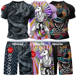 Cody Lundin Tight Men's 3D Printed MMA Sets Fashion Tracksuit Rashguard And Kixboxing Shorts rash guard set training  men's kit