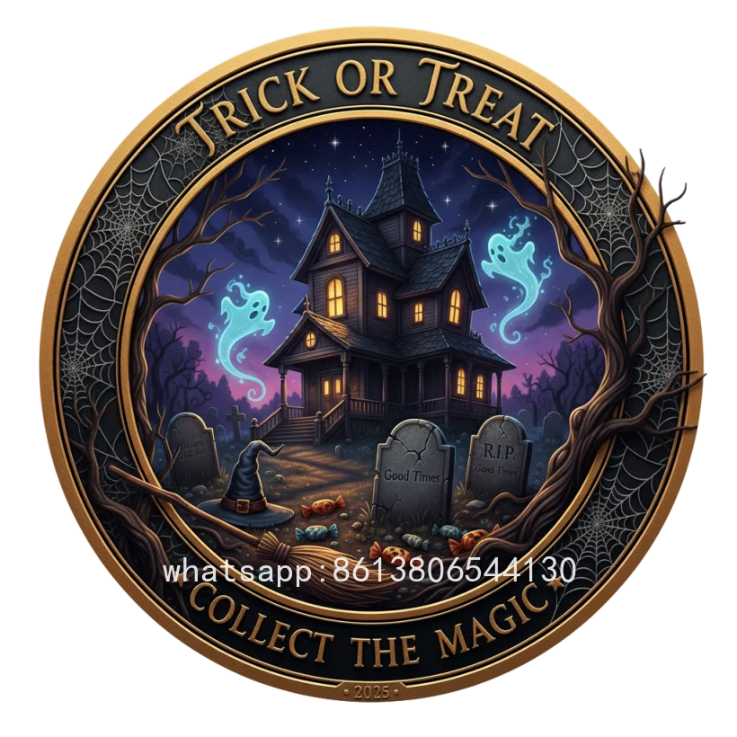 

Halloween Commemorative Pumpkin Gold Coin Metal Craft Collectible Souvenirs Festival Gift for Collection & Friends