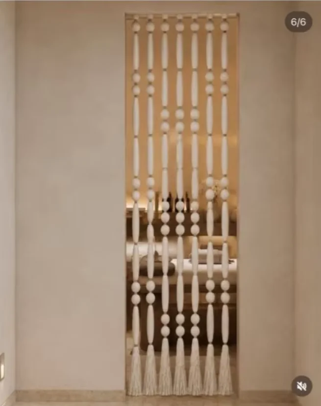 Handmade Ball Tassel Curtain Boho Room Divider Partition Screen for Doorway Home Decoration