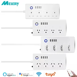 Melery Tuya Wifi Smart Power Strip EU US Brazil UK Austrial Plug Socket USB Charge Outlet Remote by Alexa Dot Google Home Office