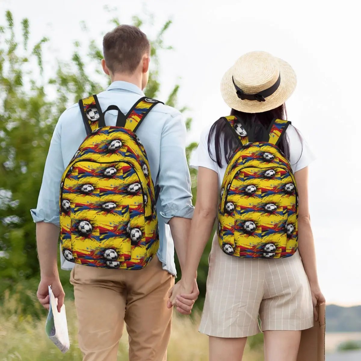 Graffiti Soccer Themed Backpack Hot Sale Daypack Large Capacity Kids BookBag School Bag Shoulder Bags for Men Women