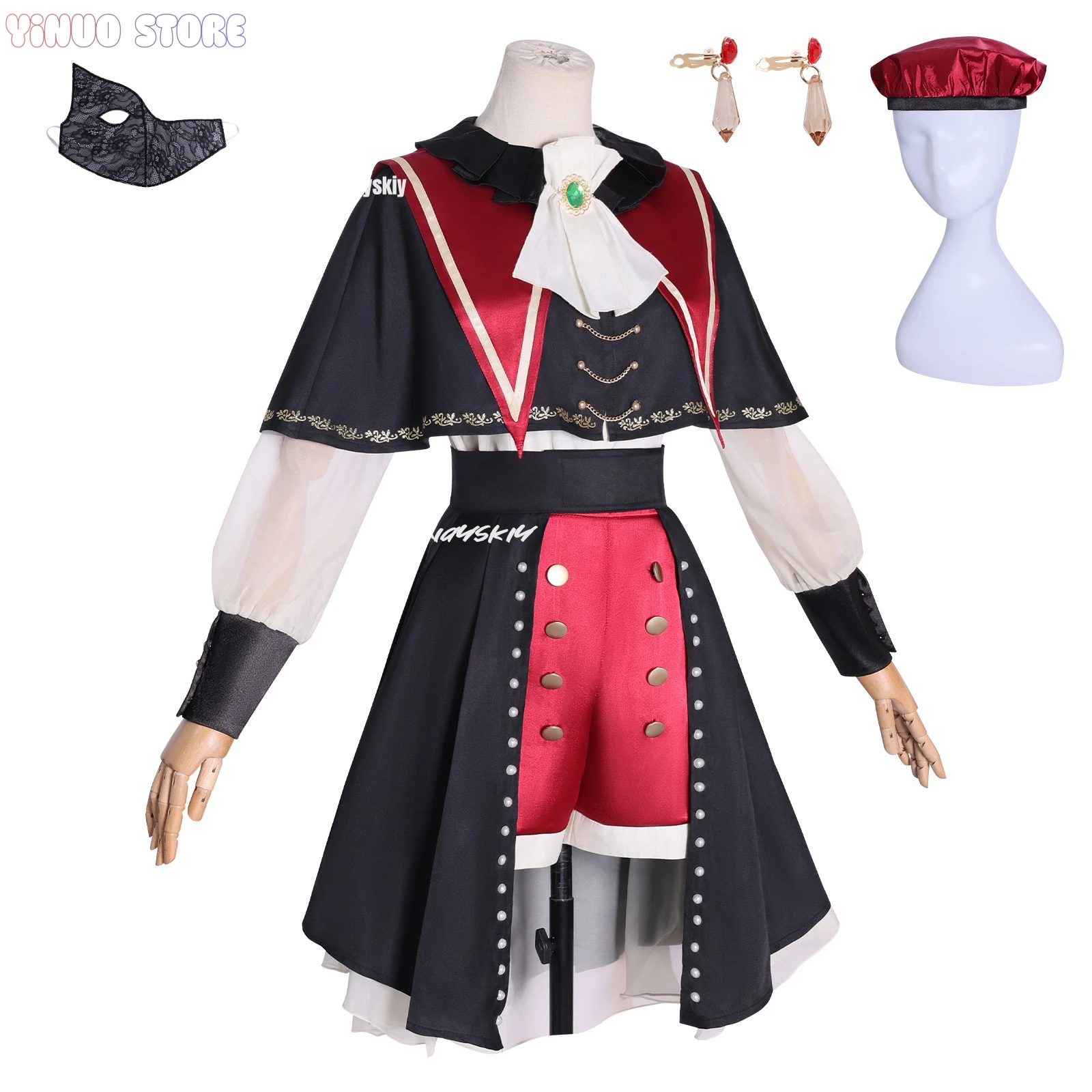 أزياء أنيمي بانج دريم أفيو موجيكا واكابا موتسومي مورتيس التأثيرية شال قميص تنورة شورت قبعة ارتداء أزياء الهالوين للنساء