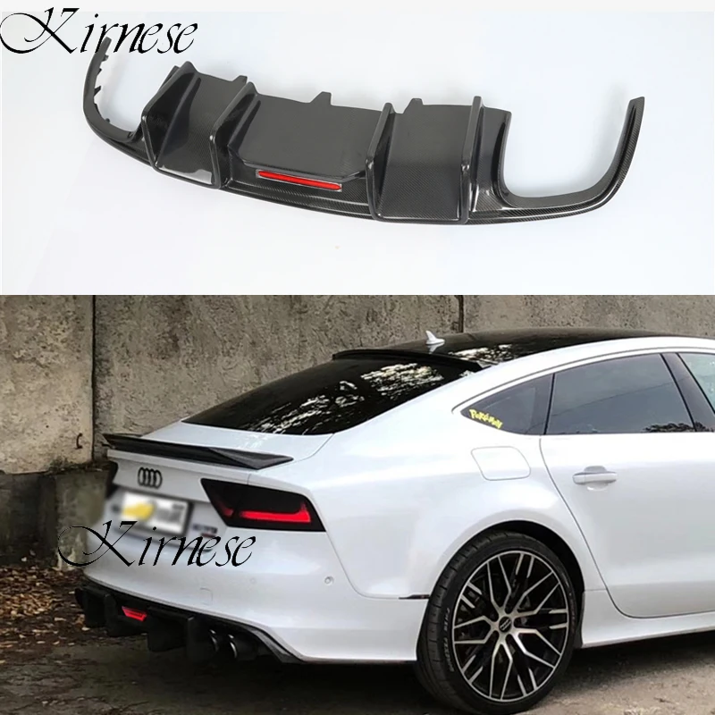 For Audi A7 S7 RS7 2012 2013 2014 2015 Carbon Fiber Rear Bumper Diffuser Lip Spoiler High Quality Car Accessories