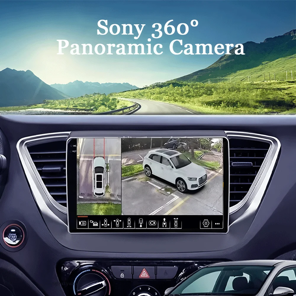 راديو السيارة التلقائي Android 15 WIFI + 4G Carplay لشركة Hyundai Solaris 2 2017-2019 2020 مشغل فيديو الوسائط المتعددة نظام تحديد المواقع والملاحة 360 كاميرا #5