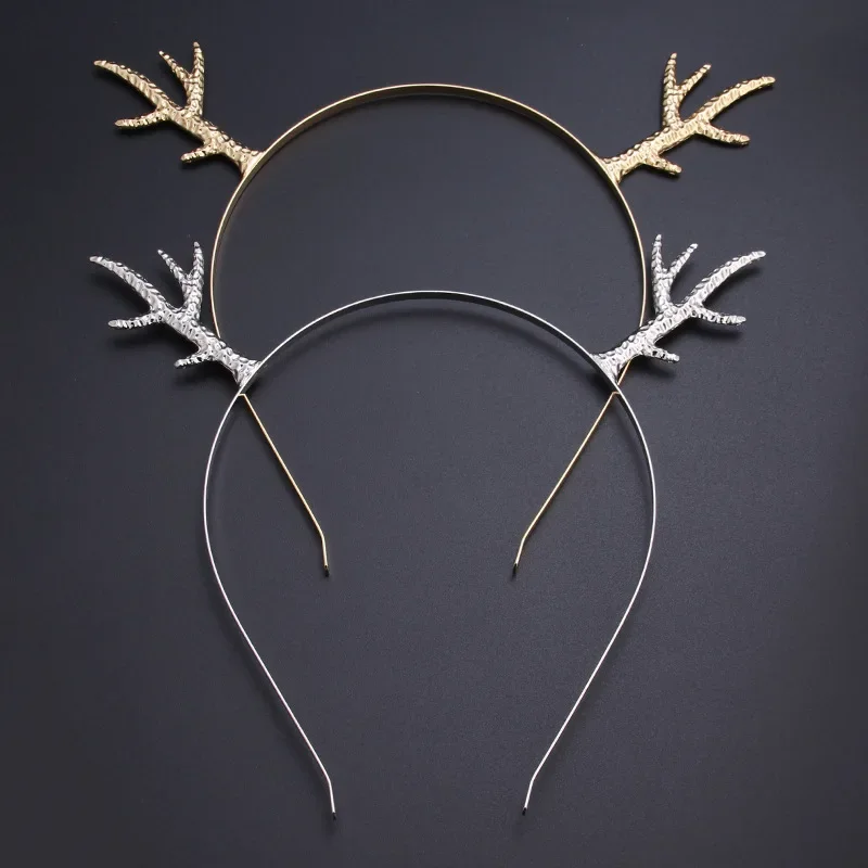 1pcs Adult Children Metal Christmas Reindeer Antlers Headband Xmas Hair Band Deer Horn Hairband Holiday Party Cosplay