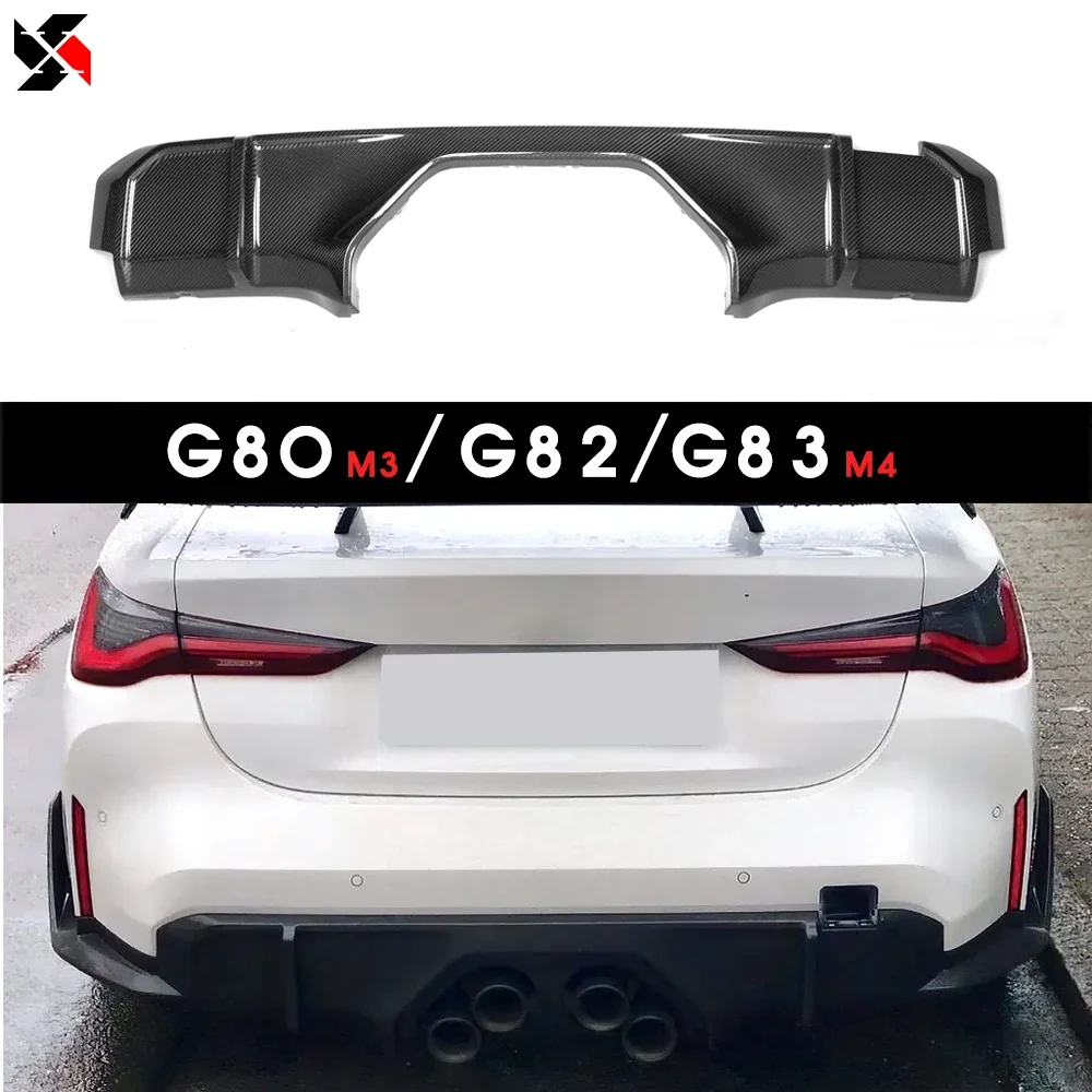 Real Dry Carbon Fiber Rear Bumper Lip Spoiler Diffuser Fit For BMW G80 M3 G82 G83 M4 2021- Rear Diffuser Lip Spoiler Glossy