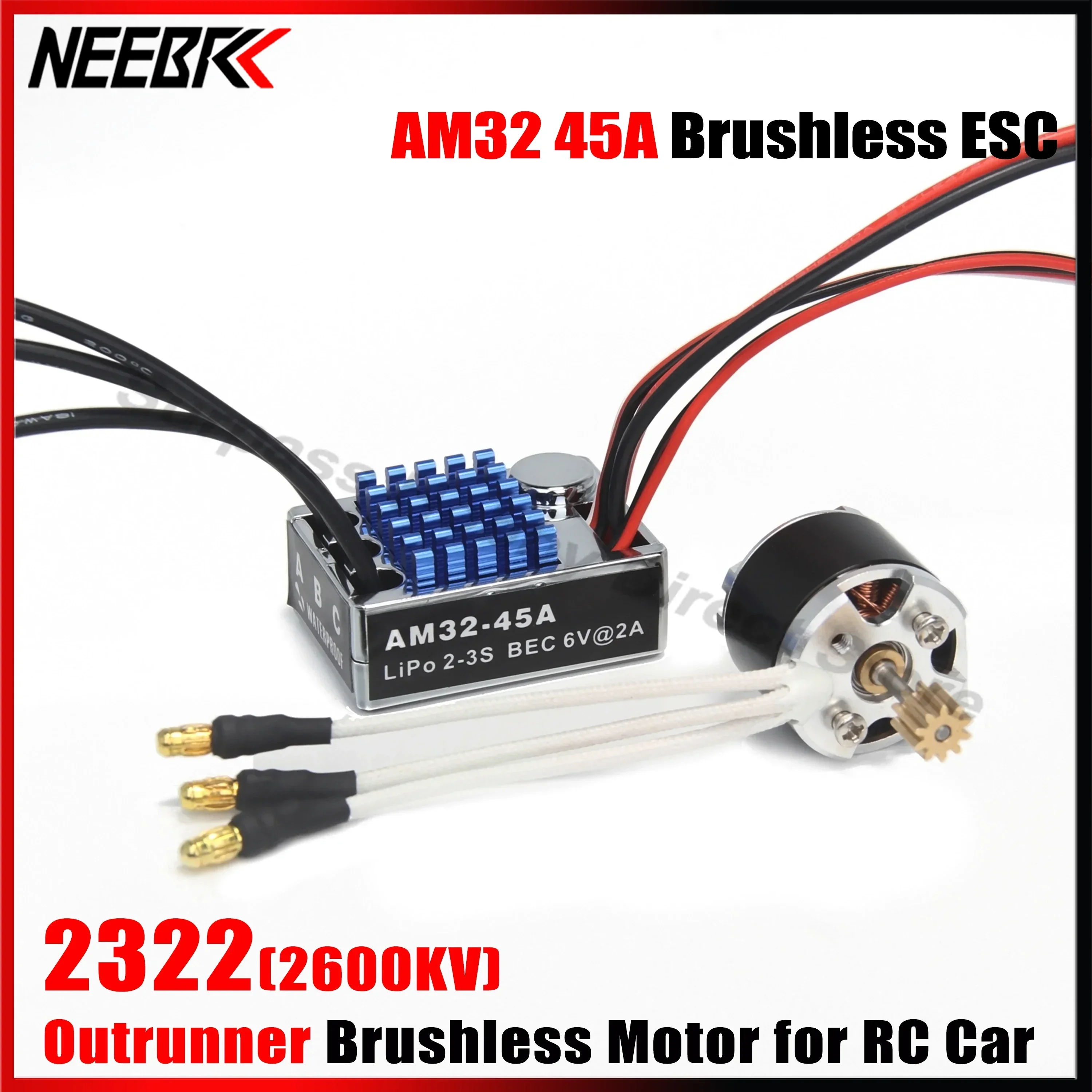 

NEEBRC 2322 2600KV Outrunner Brushless Motor AM32 45A ESC for 1/12 RC Cars MN82 MN99S MN168 MN78 Crawler Upgrade Kit Combo Parts