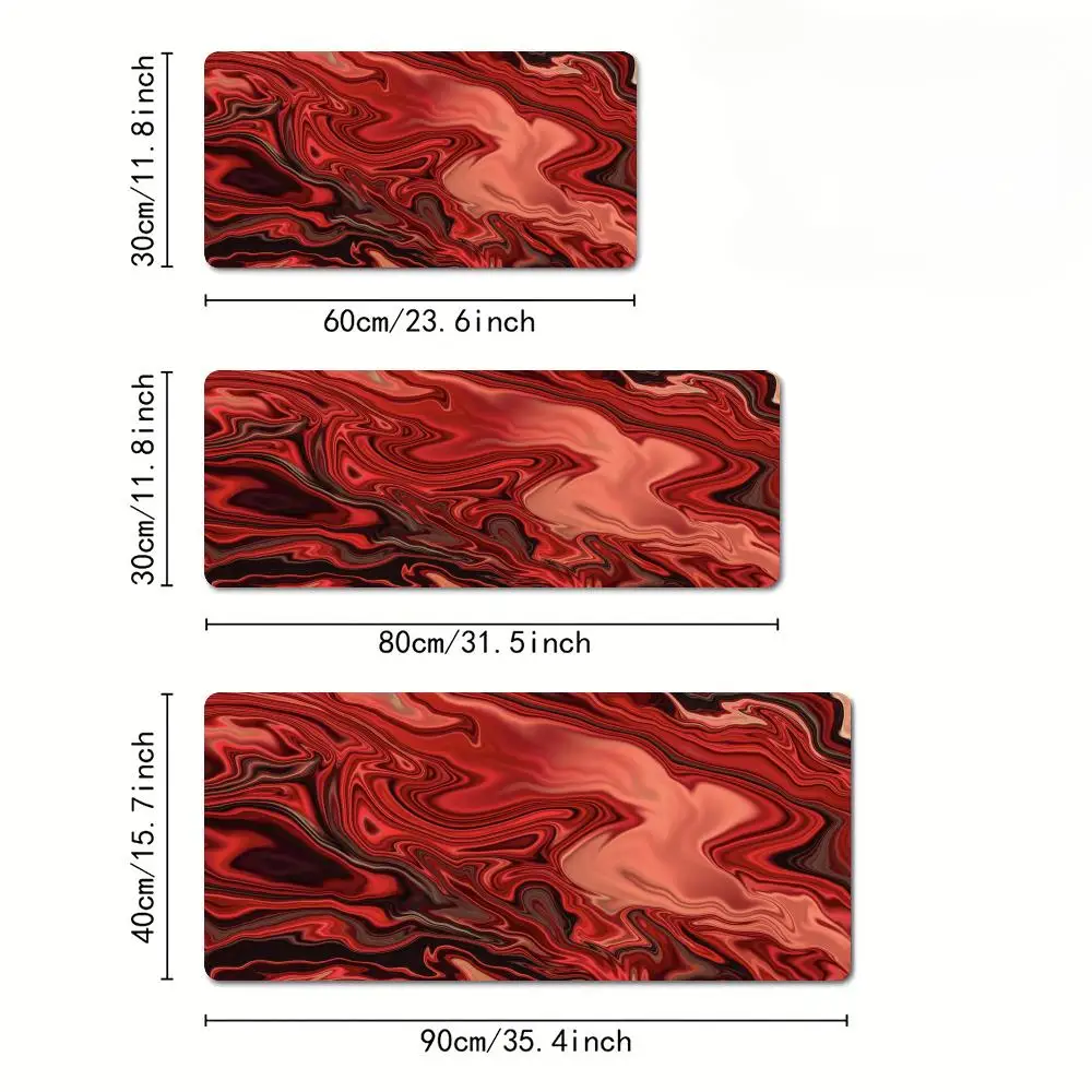 Rote Kunst, abstraktes fließendes Muster, Mauspad, Schreibtischunterlage mit genähtem Rand, rutschfest, langlebiges PC-Zubehör, Gaming-Matten, Mauspad-Teppich