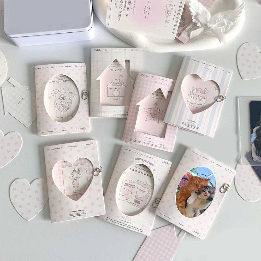 Hollow Window Photo Card Paper, Message Card, Folding Photo Collection Card, DIY Idol Photo Packing Materials, 3 ", 10Pcs, Pacote