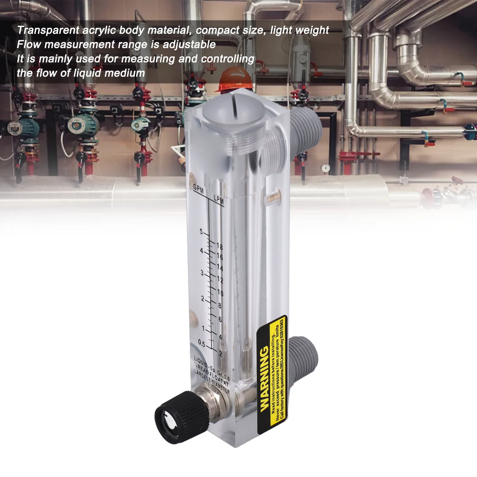 Fluid Flowmeter Flowmeter Liquid Flowmeter Panel Type Acrylic Transparent Adjustable Fluid  Meter for Industrial Agriculture