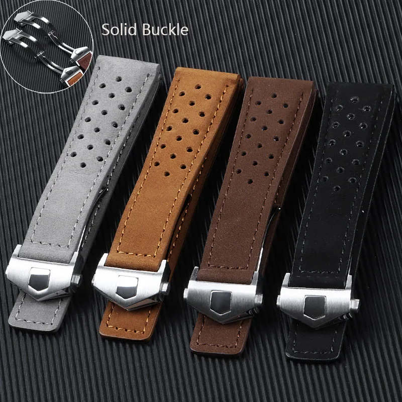 Leather Strap 20mm 22mm 24mm Soft Cowhide Band for Tag Heuer for Carrera Wristband Solid Folding Buckle Replacement Watchbands