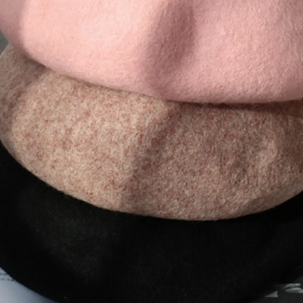 

Children Baby Beret Wool Blend Black Size M Warm Lightweight Breathable Autumn Winter for Girl Children Wool Beret