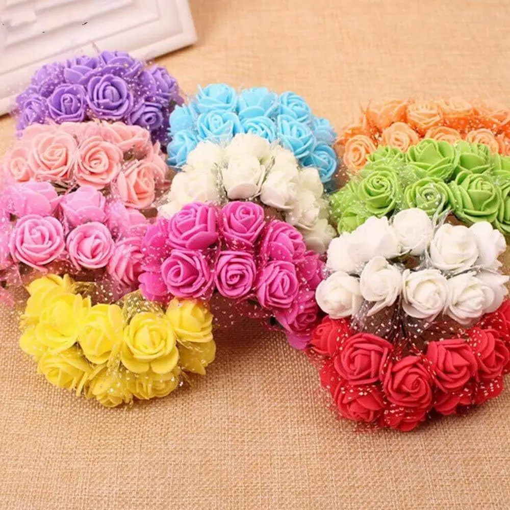 144pcs Artificial Flowers PE Yarn Rose UV protection Outdoor Wedding Ornaments Outdoor Garden Holiday Home Table DIY Decorations